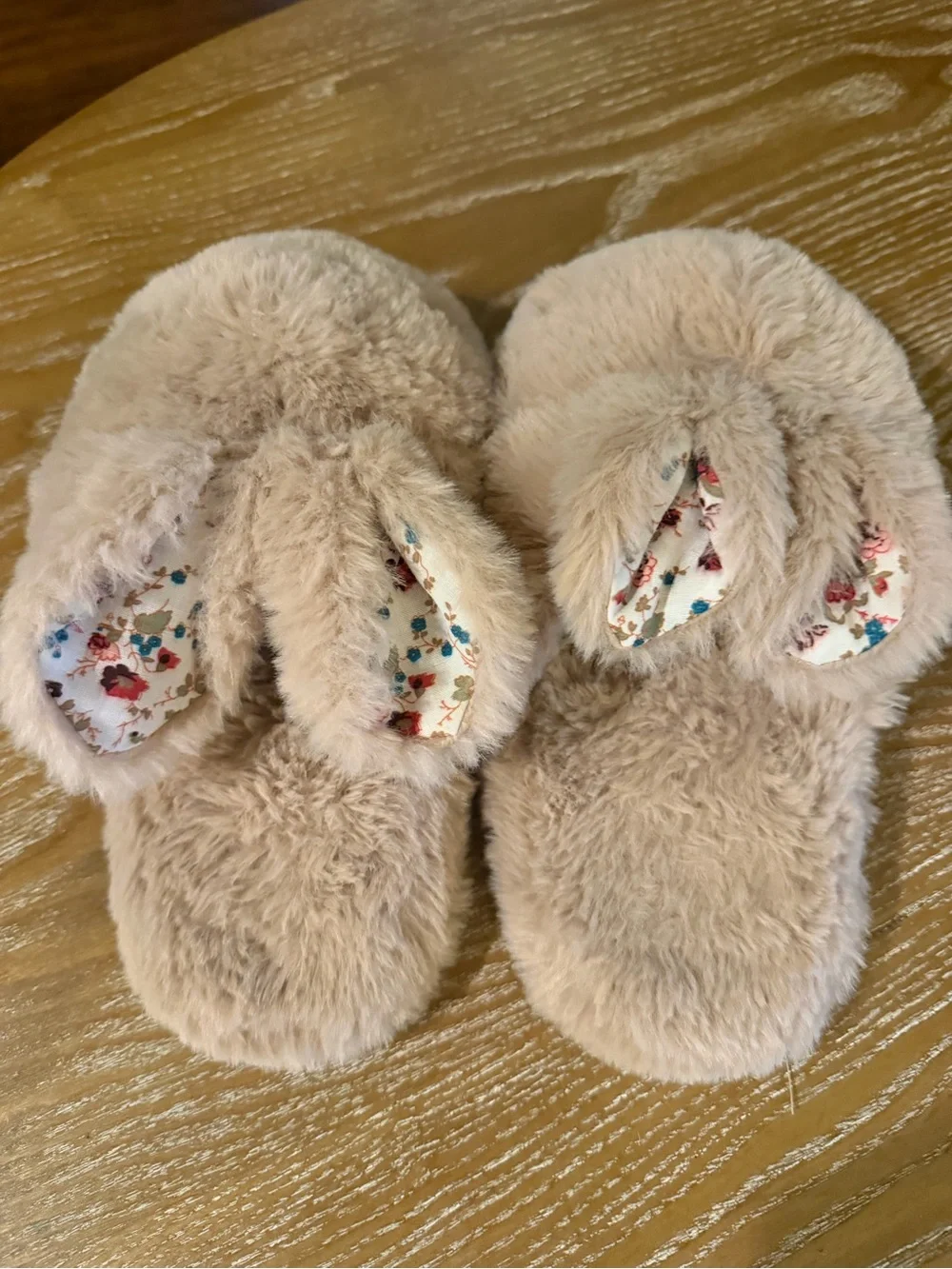 wonder nation Beige Plush Bunny Kids Slippers